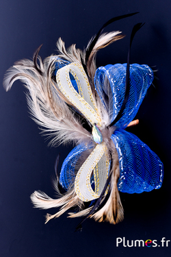 Bijou Coq - sur pince - bleu avec crin